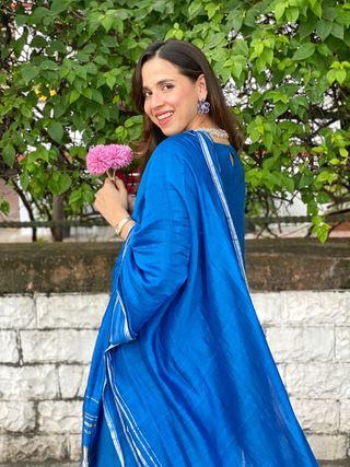 Royal blue kurta and pant set