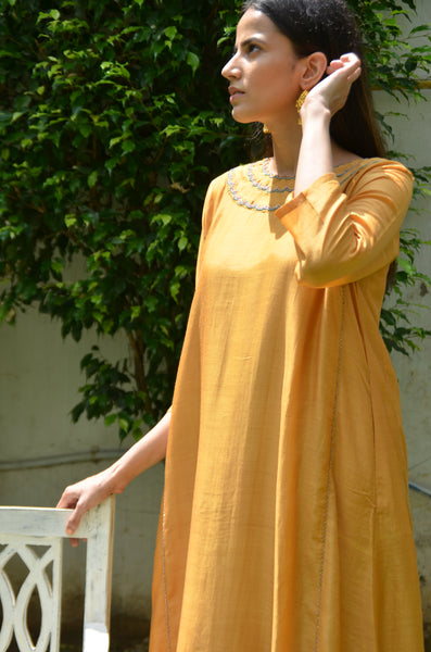 Rust Yellow Kalidaar Kurta Set
