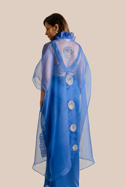 Zara Blue Drape Skirt and Cape set