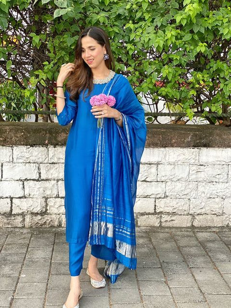 Royal blue kurta and pant set