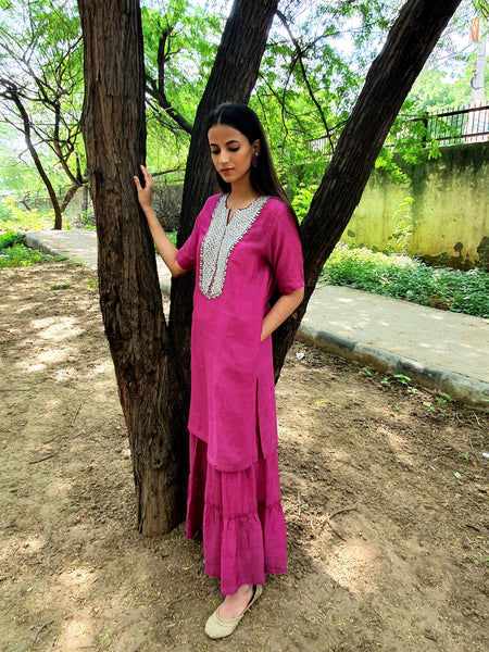 Fuchsia Kurta with Sharara set