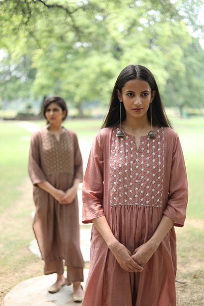 Old Rose / Chocolate brown kurta and pant set