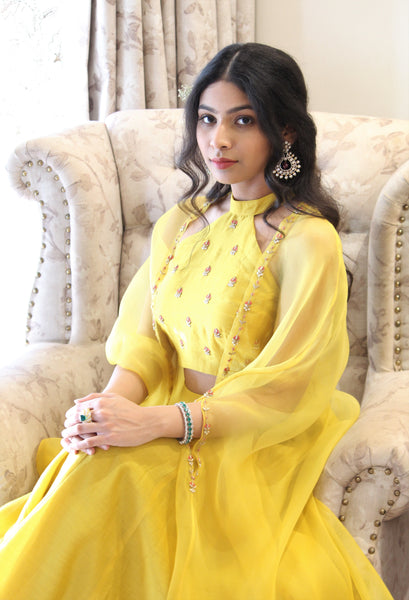 Daffodil lehnga set with cape