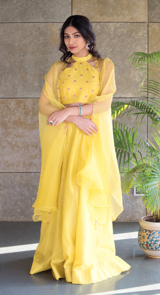 Daffodil lehnga set with cape