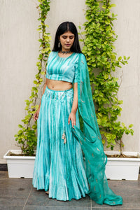 Turquoise bandhej Lehenga choli set