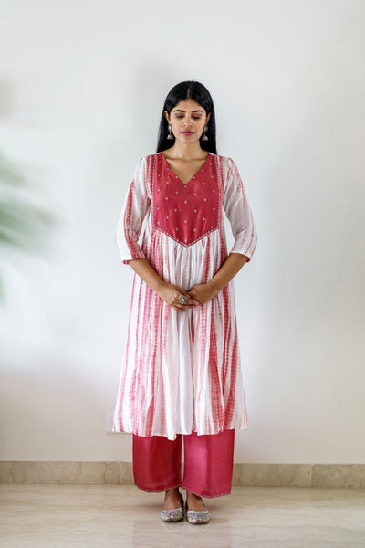 Garnet bandhej kurta set