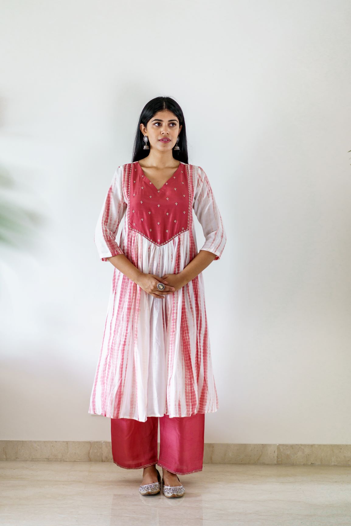 Garnet bandhej kurta set