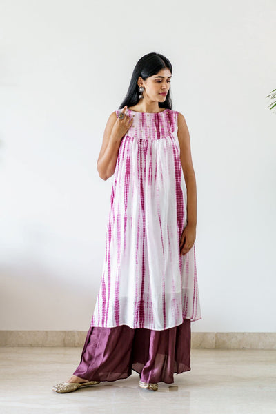 Ultra-violet bandhej kurta set