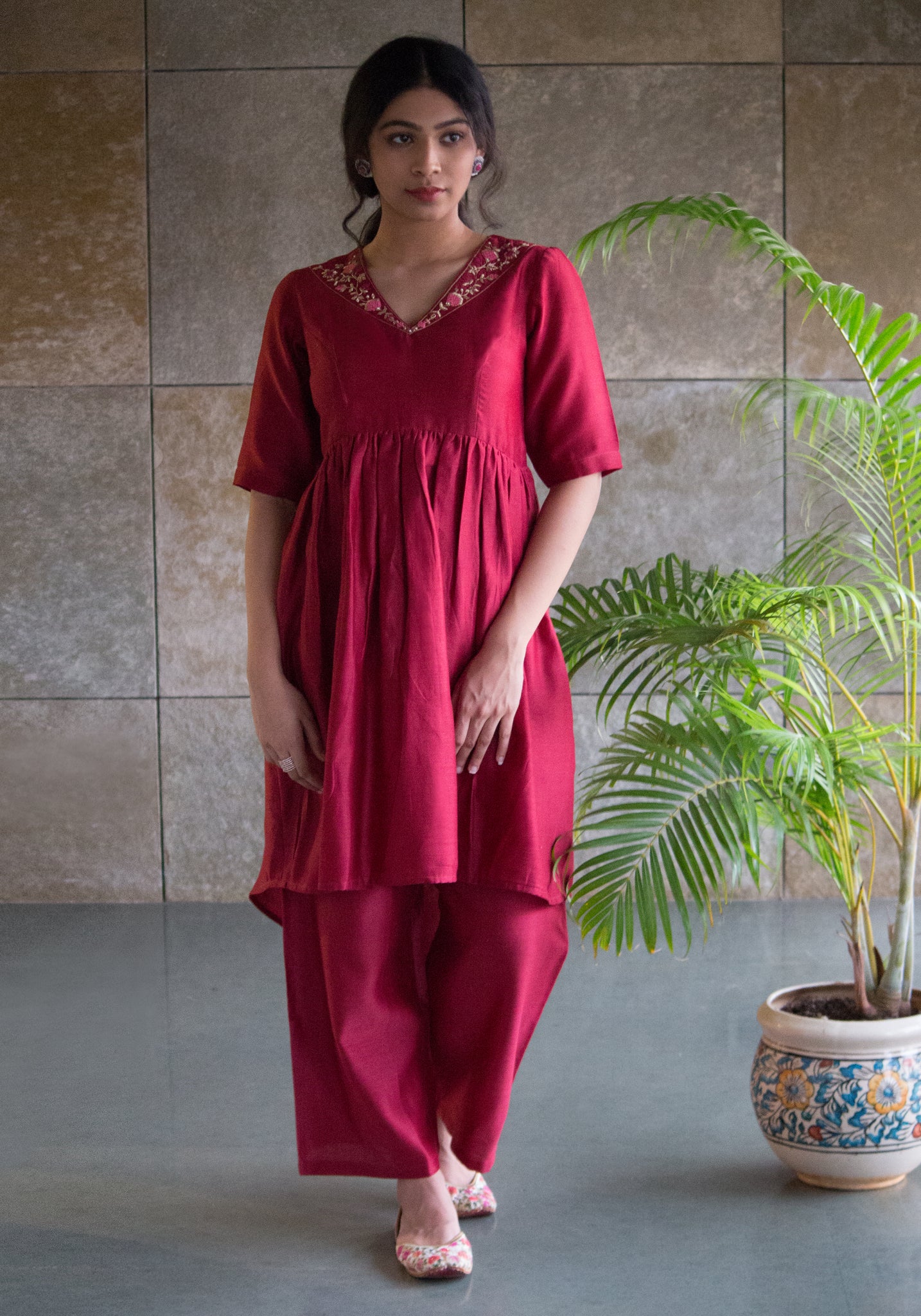 Wine kurta set