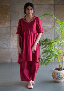 Wine kurta set