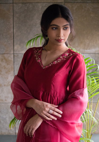 Wine kurta set